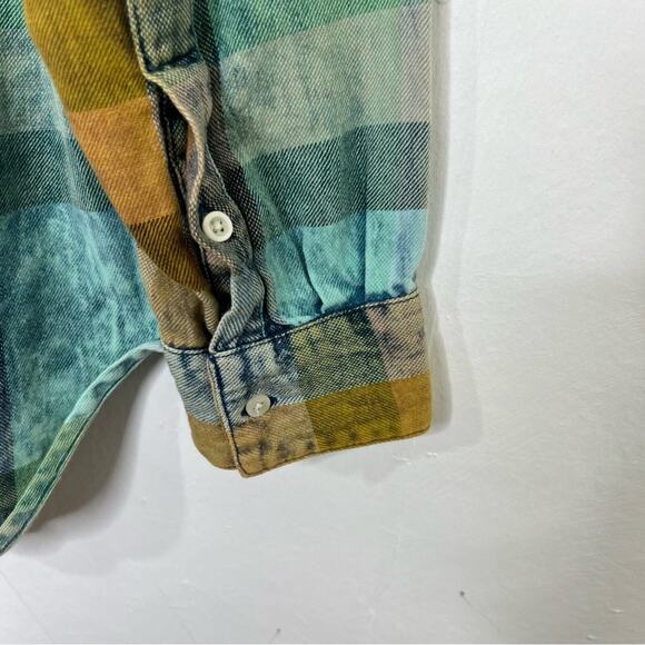 Anthropologie Isabella Sinclair Ruffled Plaid Henley Top Size Medium - Picture 8 of 13